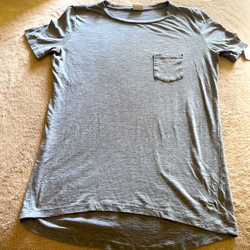 Victoria Secret Pink cotton blend asymmetric grey t-shirt sz S/P